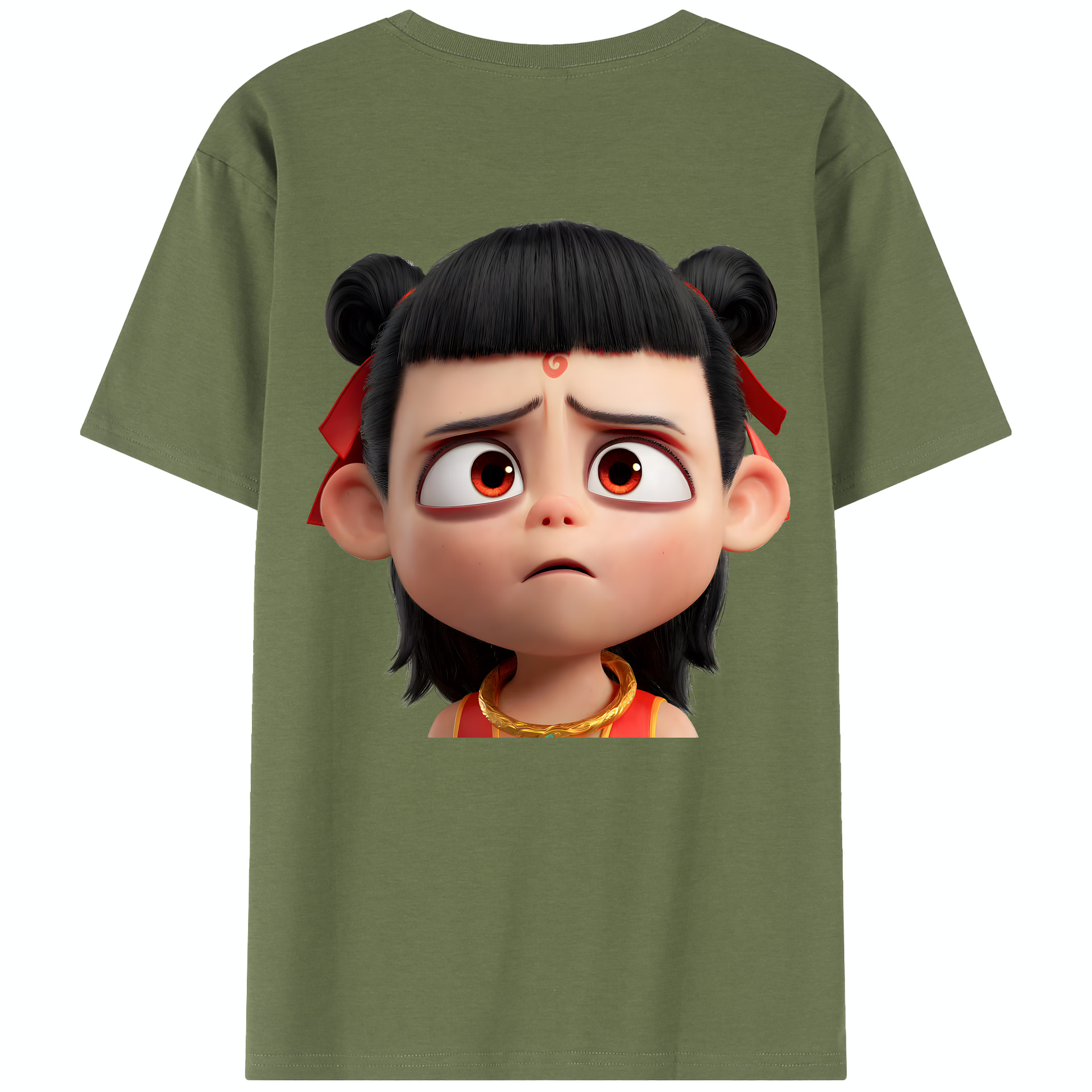 （画像用） Ne Zha 2 ナタ 魔童の大暴れ 綿100％半袖Tシャツ（背面プリント）